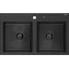 Granitinė virtuvinė plautuvė Mexen Hektor su sifonu, Metallic juodas/sidabrinis+Juodas, 800 x 480 mm