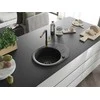 Granitinė virtuvinė plautuvė Mexen Kevin su maišytuvu ir sifonu, Metallic juodas/sidabrinis+Juodas/Gold