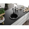 Granitinė virtuvinė plautuvė Mexen Kevin su maišytuvu ir sifonu, Juodas granite+Juodas