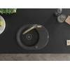 Granitinė virtuvinė plautuvė Mexen Kevin su maišytuvu ir sifonu, Juodas granite+Juodas/Gold