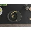 Granitinė virtuvinė plautuvė Mexen Kevin su maišytuvu ir sifonu, Juodas granite+Gold