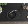 Granitinė virtuvinė plautuvė Mexen Kevin su maišytuvu ir sifonu, Metallic juodas/sidabrinis+Juodas/Chrome