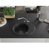 Granitinė virtuvinė plautuvė Mexen Kevin su maišytuvu ir sifonu, Metallic juodas/sidabrinis+Juodas/Chrome