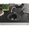 Granitinė virtuvinė plautuvė Mexen Kevin su maišytuvu ir sifonu, Juodas granite+Chrome