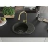 Granitinė virtuvinė plautuvė Mexen Kevin su maišytuvu ir sifonu, Metallic juodas/auksinis+Gold