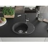 Granitinė virtuvinė plautuvė Mexen Kevin su maišytuvu ir sifonu, Juodas granite+Juodas/Chrome