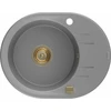 Granitinė virtuvinė plautuvė Mexen Kevin su sifonu, Pilkas+Gold, 586 x 458 mm