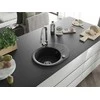 Granitinė virtuvinė plautuvė Mexen Kevin su maišytuvu ir sifonu, Metallic juodas/sidabrinis+Chrome