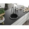 Granitinė virtuvinė plautuvė Mexen Kevin su maišytuvu ir sifonu, Metallic juodas/sidabrinis+Juodas/Chrome