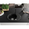 Granitinė virtuvinė plautuvė Mexen Kevin su maišytuvu ir sifonu, Metallic juodas/sidabrinis+Juodas