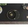 Granitinė virtuvinė plautuvė Mexen Kevin su maišytuvu ir sifonu, Metallic juodas/auksinis+Juodas/Gold