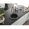 Granitinė virtuvinė plautuvė Mexen Kevin su maišytuvu ir sifonu, Juodas granite+Juodas/Gold