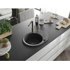 Granitinė virtuvinė plautuvė Mexen Kevin su maišytuvu ir sifonu, Juodas granite+Juodas/Gold
