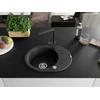 Granitinė virtuvinė plautuvė Mexen Kevin su maišytuvu ir sifonu, Juodas granite