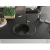 Granitinė virtuvinė plautuvė Mexen Kevin su maišytuvu ir sifonu, Metallic juodas/auksinis+Juodas/Gold