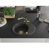Granitinė virtuvinė plautuvė Mexen Kevin su maišytuvu ir sifonu, Juodas granite+Juodas/Gold
