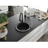 Granitinė virtuvinė plautuvė Mexen Kevin su maišytuvu ir sifonu, Metallic juodas/sidabrinis+Juodas