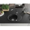 Granitinė virtuvinė plautuvė Mexen Kevin su maišytuvu ir sifonu, Metallic juodas/sidabrinis+Juodas/Chrome