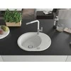Granitinė virtuvinė plautuvė Mexen Kevin su maišytuvu ir sifonu, Baltas+Baltas/Chrome