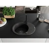 Granitinė virtuvinė plautuvė Mexen Kevin su maišytuvu ir sifonu, Juodas granite+Juodas(B)