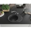Granitinė virtuvinė plautuvė Mexen Kevin su maišytuvu ir sifonu, Juodas granite+Juodas/Chrome