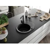 Granitinė virtuvinė plautuvė Mexen Kevin su maišytuvu ir sifonu, Metallic juodas/sidabrinis+Juodas(B)