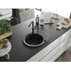 Granitinė virtuvinė plautuvė Mexen Kevin su maišytuvu ir sifonu, Metallic juodas/sidabrinis+Juodas