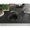 Granitinė virtuvinė plautuvė Mexen Kevin su maišytuvu ir sifonu, Metallic juodas/auksinis+Juodas/Gold