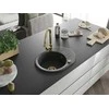 Granitinė virtuvinė plautuvė Mexen Kevin su maišytuvu ir sifonu, Juodas granite+Gold