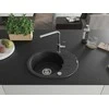 Granitinė virtuvinė plautuvė Mexen Kevin su maišytuvu ir sifonu, Metallic juodas/sidabrinis+Chrome