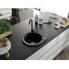 Granitinė virtuvinė plautuvė Mexen Kevin su maišytuvu ir sifonu, Metallic juodas/sidabrinis+Juodas