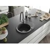 Granitinė virtuvinė plautuvė Mexen Kevin su maišytuvu ir sifonu, Juodas granite+Juodas/Chrome