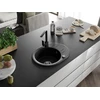 Granitinė virtuvinė plautuvė Mexen Kevin su maišytuvu ir sifonu, Metallic juodas/sidabrinis+Juodas