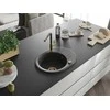 Granitinė virtuvinė plautuvė Mexen Kevin su maišytuvu ir sifonu, Juodas granite+Juodas granite/Gold