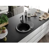 Granitinė virtuvinė plautuvė Mexen Kevin su maišytuvu ir sifonu, Juodas granite
