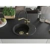 Granitinė virtuvinė plautuvė Mexen Kevin su maišytuvu ir sifonu, Metallic juodas/sidabrinis+Juodas/Gold