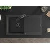 Granitinė virtuvinė plautuvė Mexen Leo su maišytuvu ir sifonu, Juodas granite+Juodas