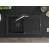 Granitinė virtuvinė plautuvė Mexen Leo su maišytuvu ir sifonu, Juodas+Juodas/Chrome