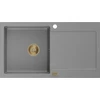 Granitinė virtuvinė plautuvė Mexen Leo su sifonu, Pilkas+Gold, 900 x 500 mm