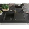 Granitinė virtuvinė plautuvė Mexen Leo su maišytuvu ir sifonu, Metallic juodas/auksinis+Juodas/Gold