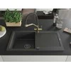 Granitinė virtuvinė plautuvė Mexen Leo su maišytuvu ir sifonu, Juodas granite+Juodas/Gold