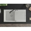 Granitinė virtuvinė plautuvė Mexen Leo su maišytuvu ir sifonu, Baltas+Juodas/Chrome