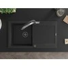 Granitinė virtuvinė plautuvė Mexen Leo su maišytuvu ir sifonu, Metallic juodas/sidabrinis+Juodas/Chrome