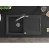 Granitinė virtuvinė plautuvė Mexen Leo su maišytuvu ir sifonu, Juodas granite+Juodas/Chrome