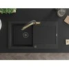 Granitinė virtuvinė plautuvė Mexen Leo su maišytuvu ir sifonu, Metallic juodas/sidabrinis+Juodas/Gold