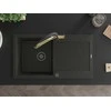 Granitinė virtuvinė plautuvė Mexen Leo su maišytuvu ir sifonu, Metallic juodas/auksinis+Juodas/Gold