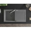 Granitinė virtuvinė plautuvė Mexen Leo su maišytuvu ir sifonu, Pilkas+Juodas/Chrome