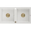 Granitinė virtuvinė plautuvė Mexen Mario su sifonu, Baltas+Gold, 820 x 436 mm