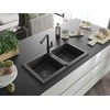 Granitinė virtuvinė plautuvė Mexen Mario su maišytuvu ir sifonu, Juodas granite+Juodas