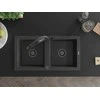 Granitinė virtuvinė plautuvė Mexen Mario su maišytuvu ir sifonu, Juodas granite+Juodas
